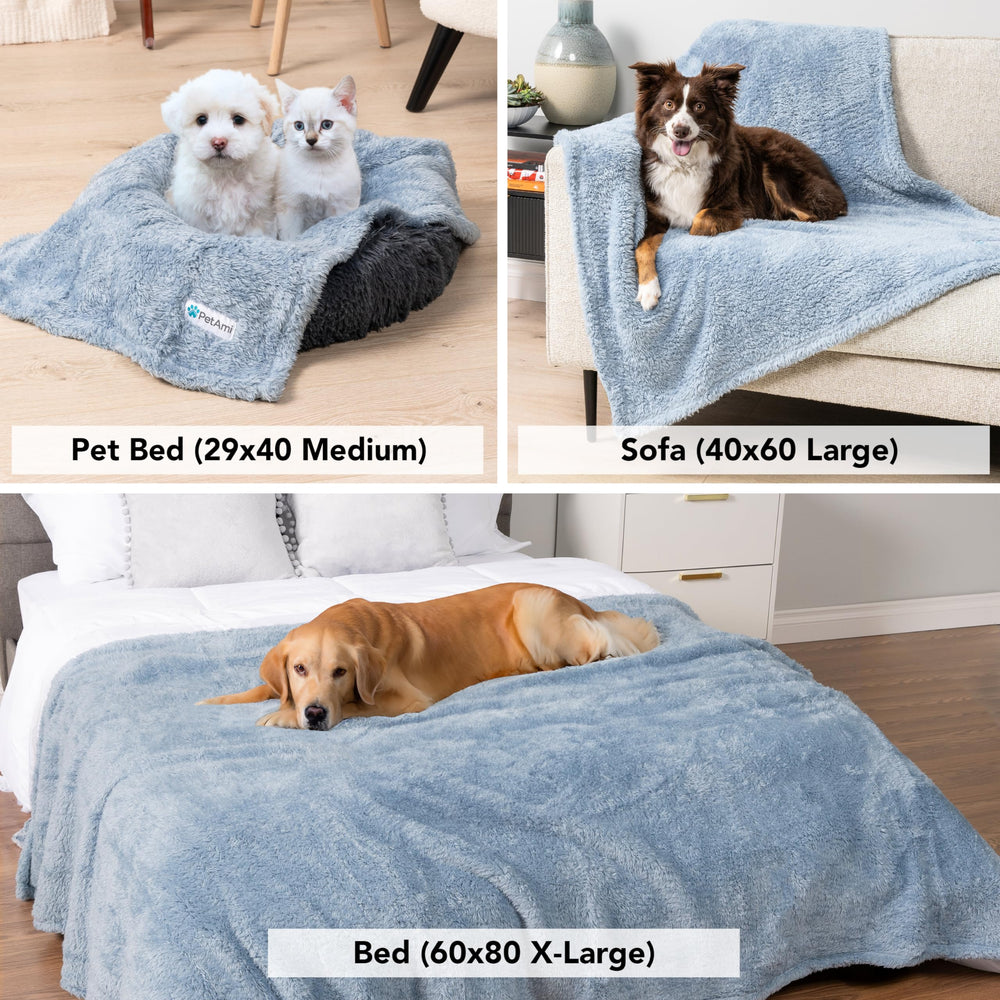 PetAmi protection canapé bleu, protège le mobilier des animaux.