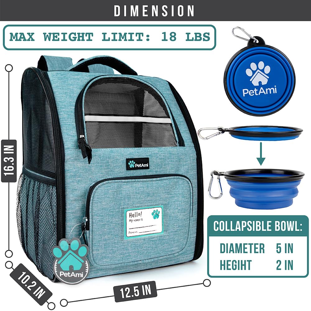 PetAmi Sac dos chat chien, ventilation maillage pour l'air frais.
