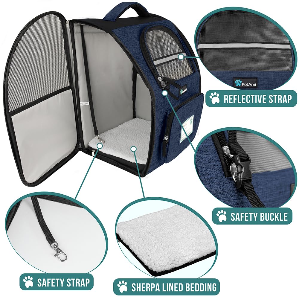PetAmi Sac-dos chat-douillet-sherpa: couchage doux pour le repos.