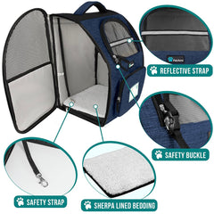 PetAmi Sac-dos chat-douillet-sherpa: couchage doux pour le repos.