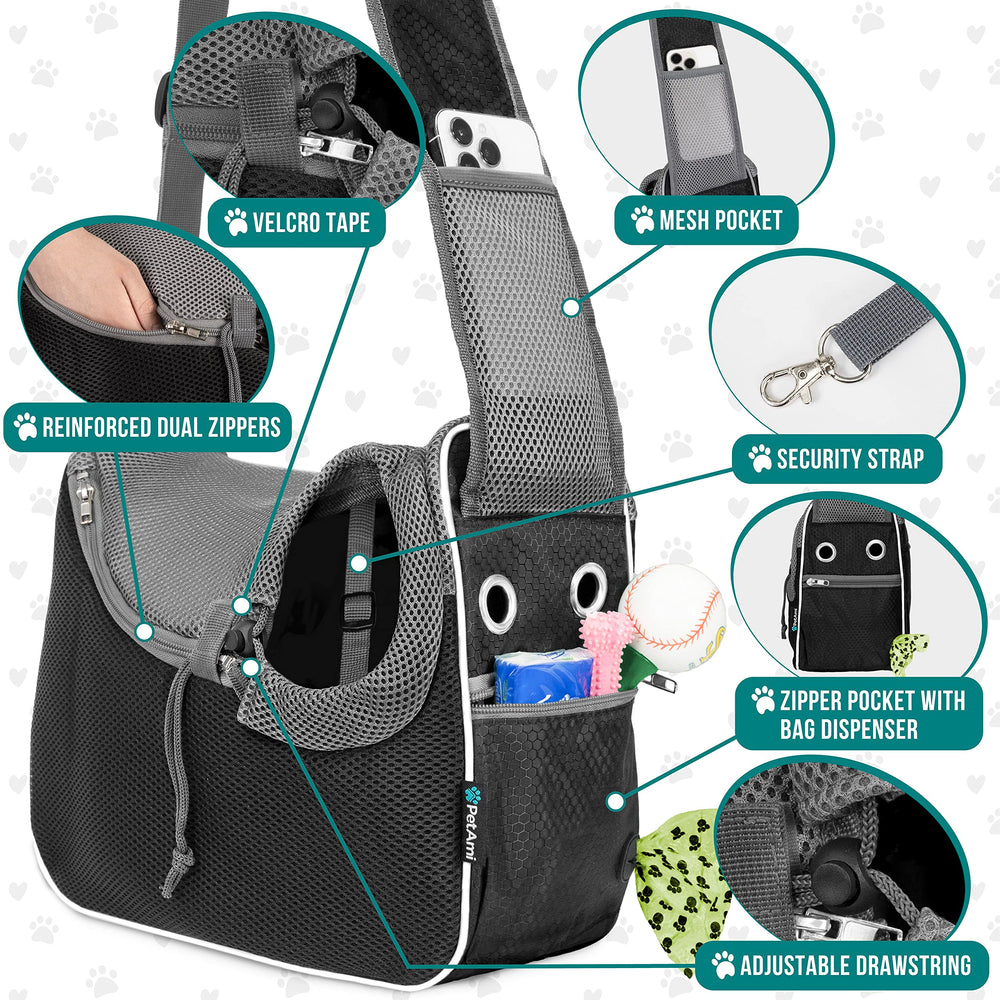 PetAmi sac porte-crossbody doté d’un distributeur de sacs à crottes intégré.
