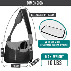 PetAmi sac porte-crossbody avec doublure sherpa rembourrée pour un cocon douillet.