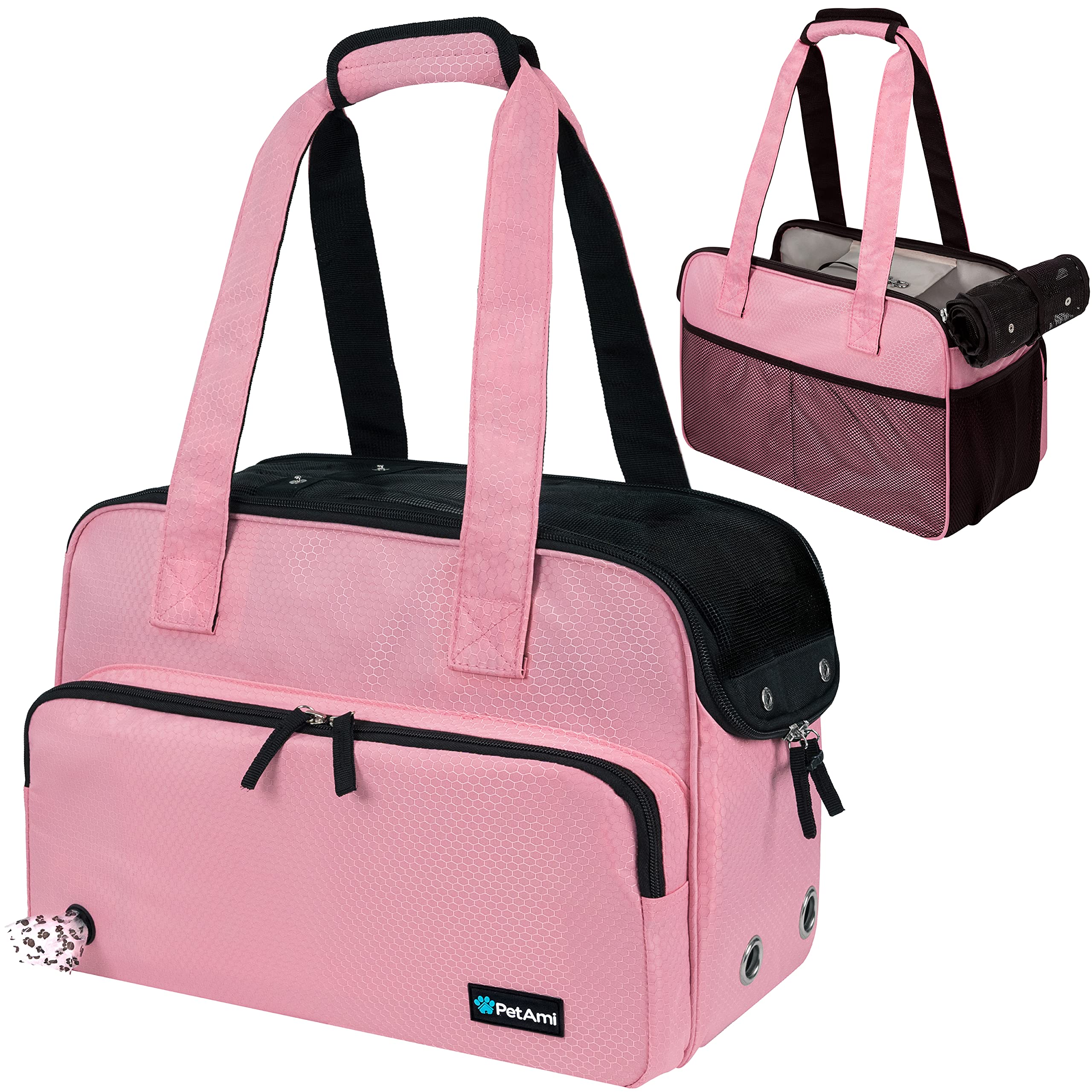 Sac PetAmi porte-petit chien rose, pratique pour déplacements quotidiens