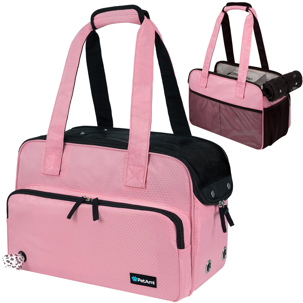 Sac PetAmi porte-petit chien rose, pratique pour déplacements quotidiens