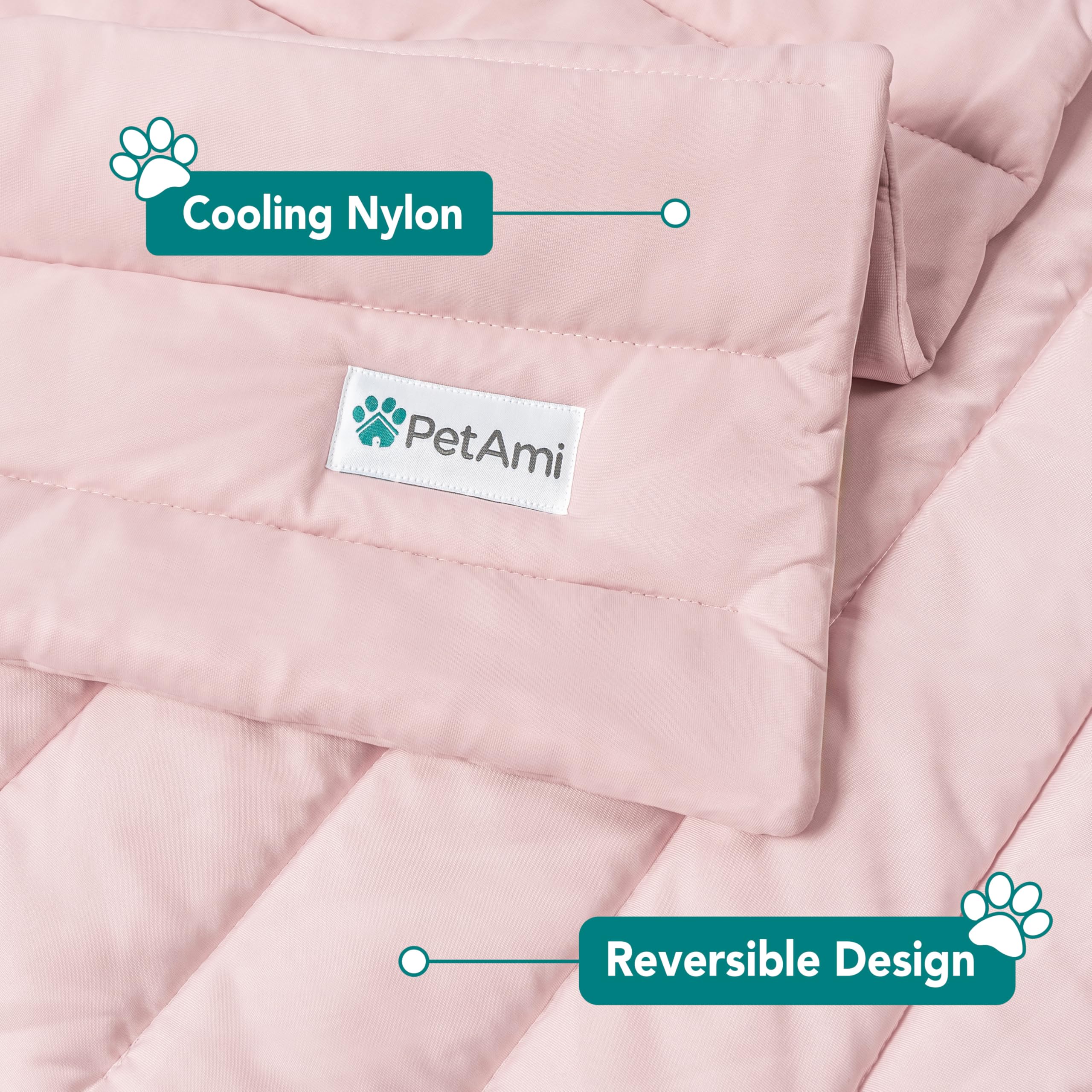 Design double-face PetAmi avec nylon et plush pour régulation durable.