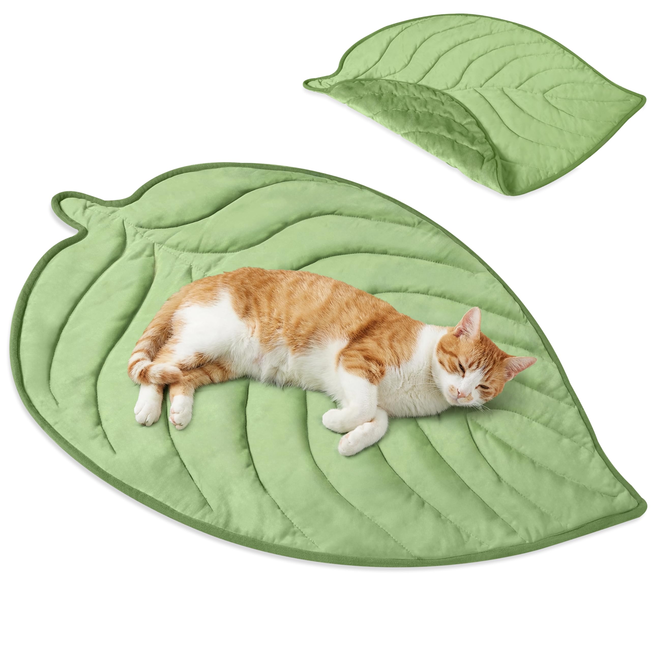 PetAmi Tapis rafraichissant en forme de feuille verte, idéal pour journées chaudes.