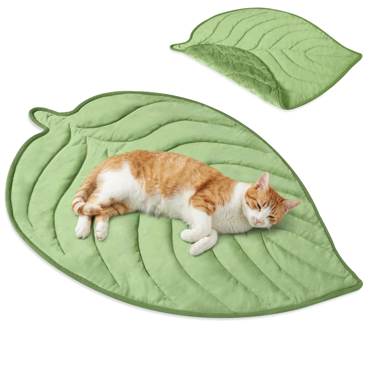 PetAmi Tapis rafraichissant en forme de feuille verte, idéal pour journées chaudes.