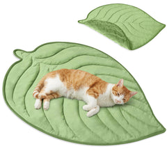 PetAmi Tapis rafraichissant en forme de feuille verte, idéal pour journées chaudes.