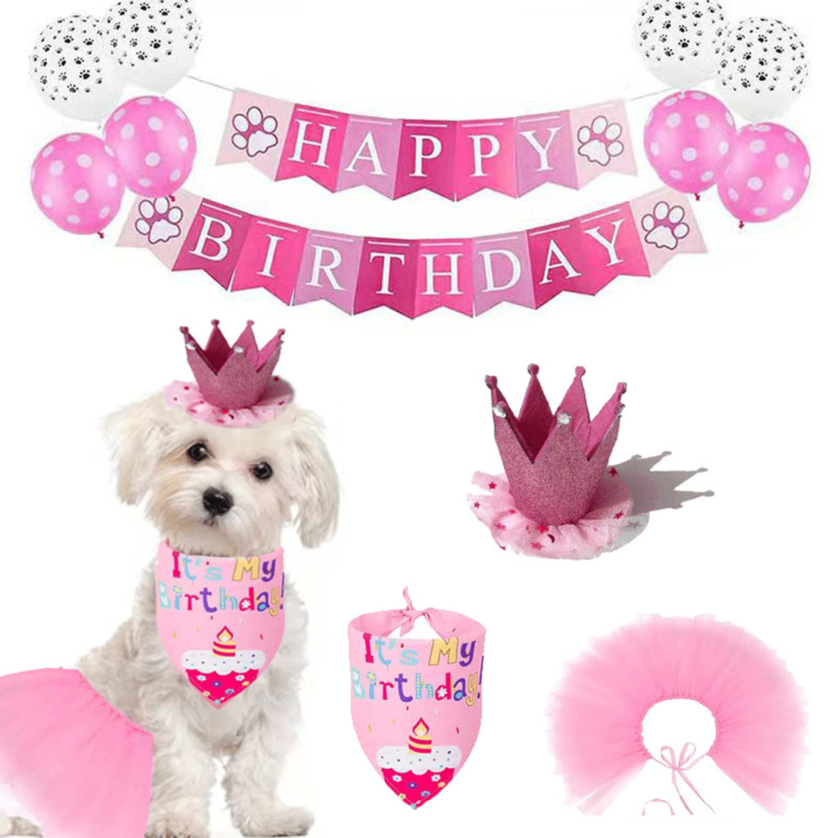Chapeau anniversaire Petank pour chien, rose et élégant, confort optimal.