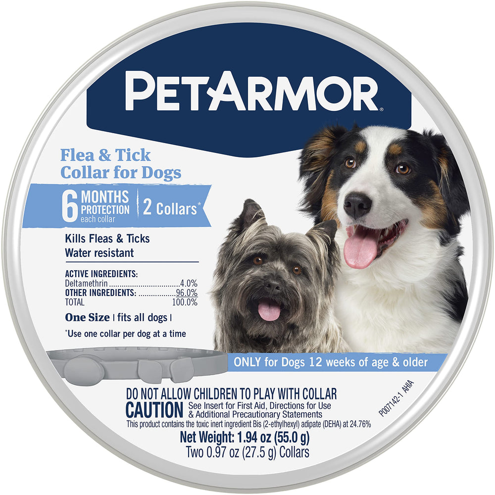 PETARMOR collier anti-puces et tiques pour chien montrant protection de 6 mois