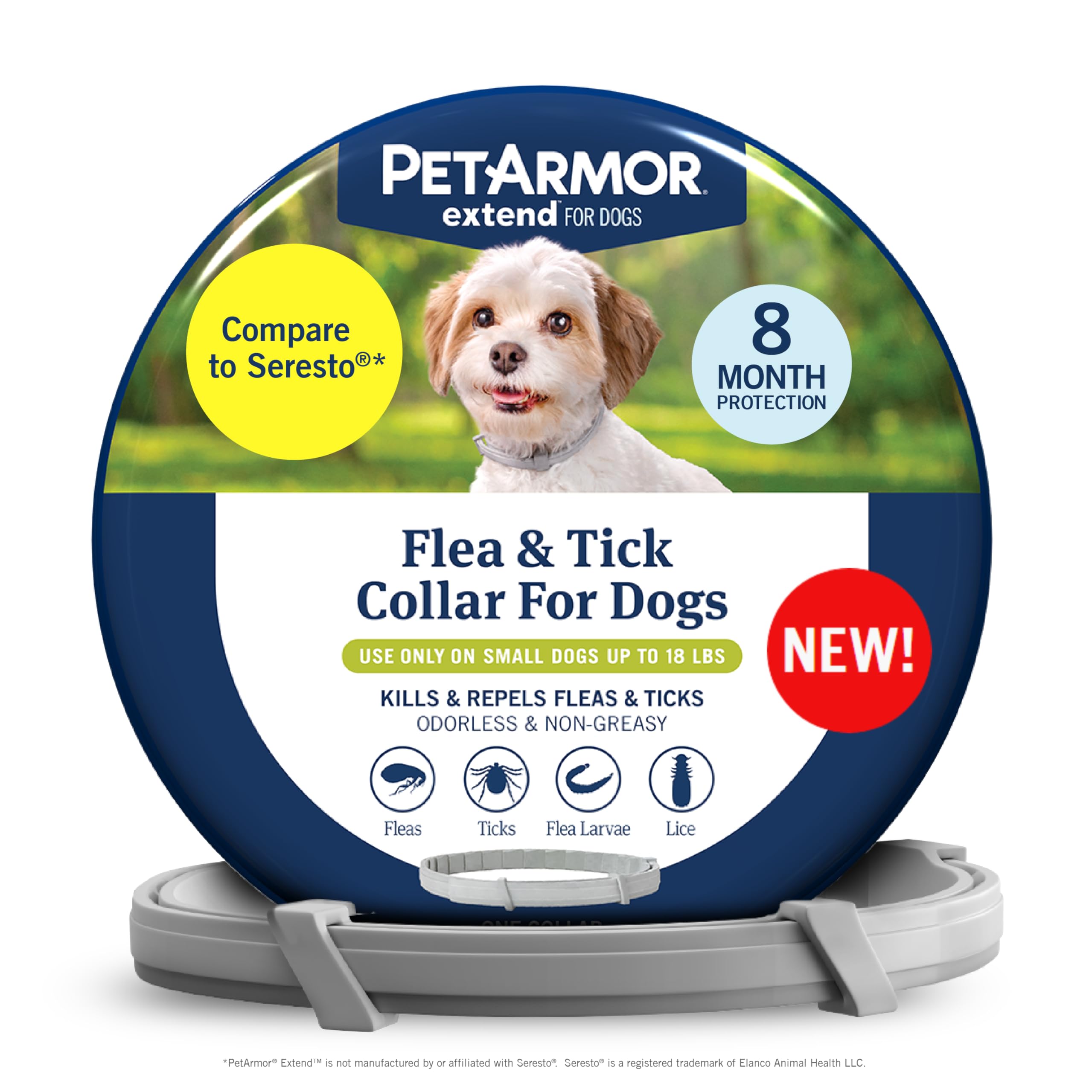 Collier PetArmor Extend pour petit chien jusqu’à 18 lb protège contre puces et tiques