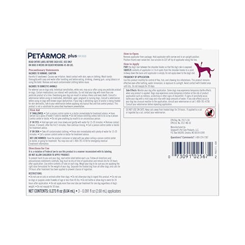 PetArmor Plus utilise des ingrédients identiques à Frontline pour chiens.