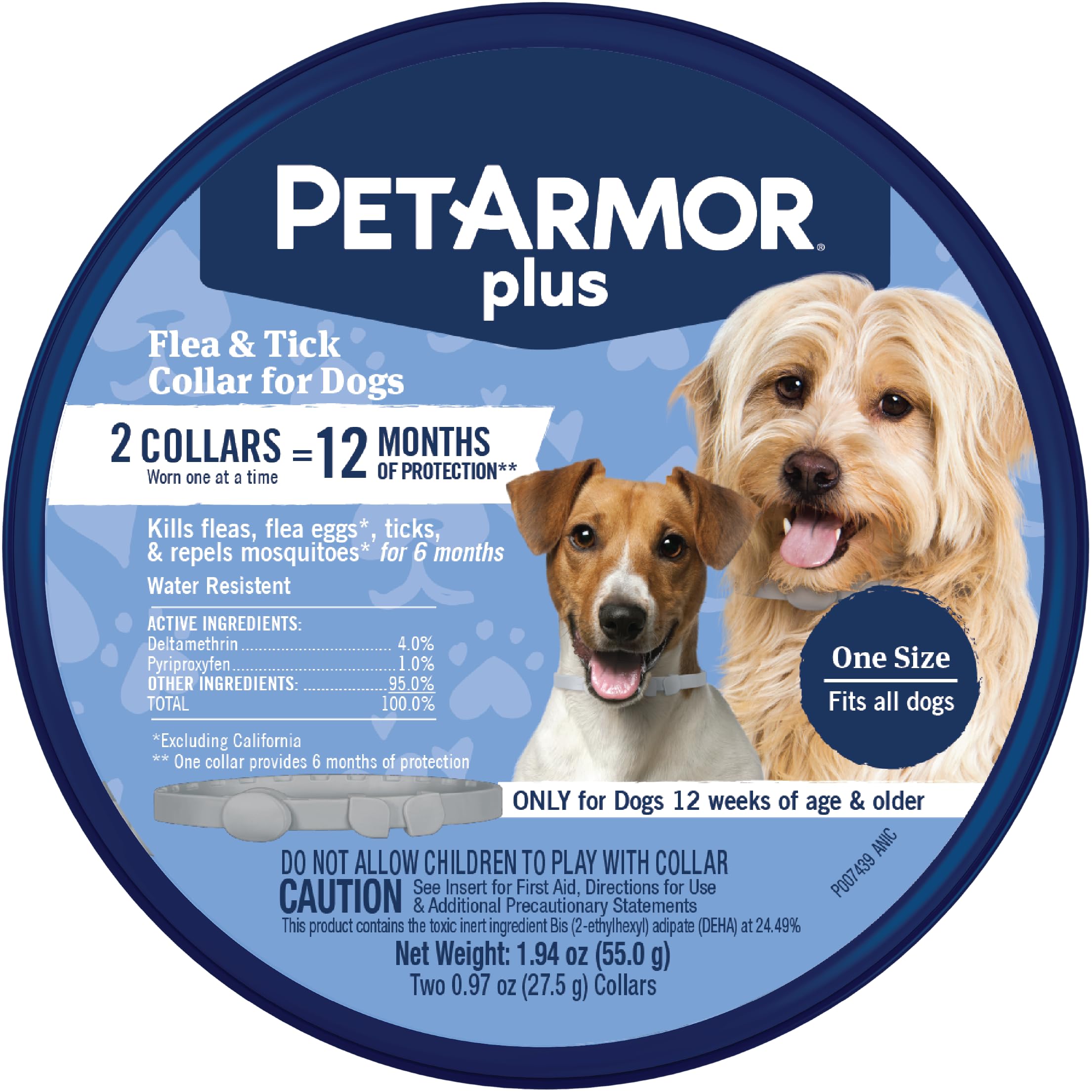 Collier PetArmor Plus pour chien protégeant contre puces et tiques au quotidien.