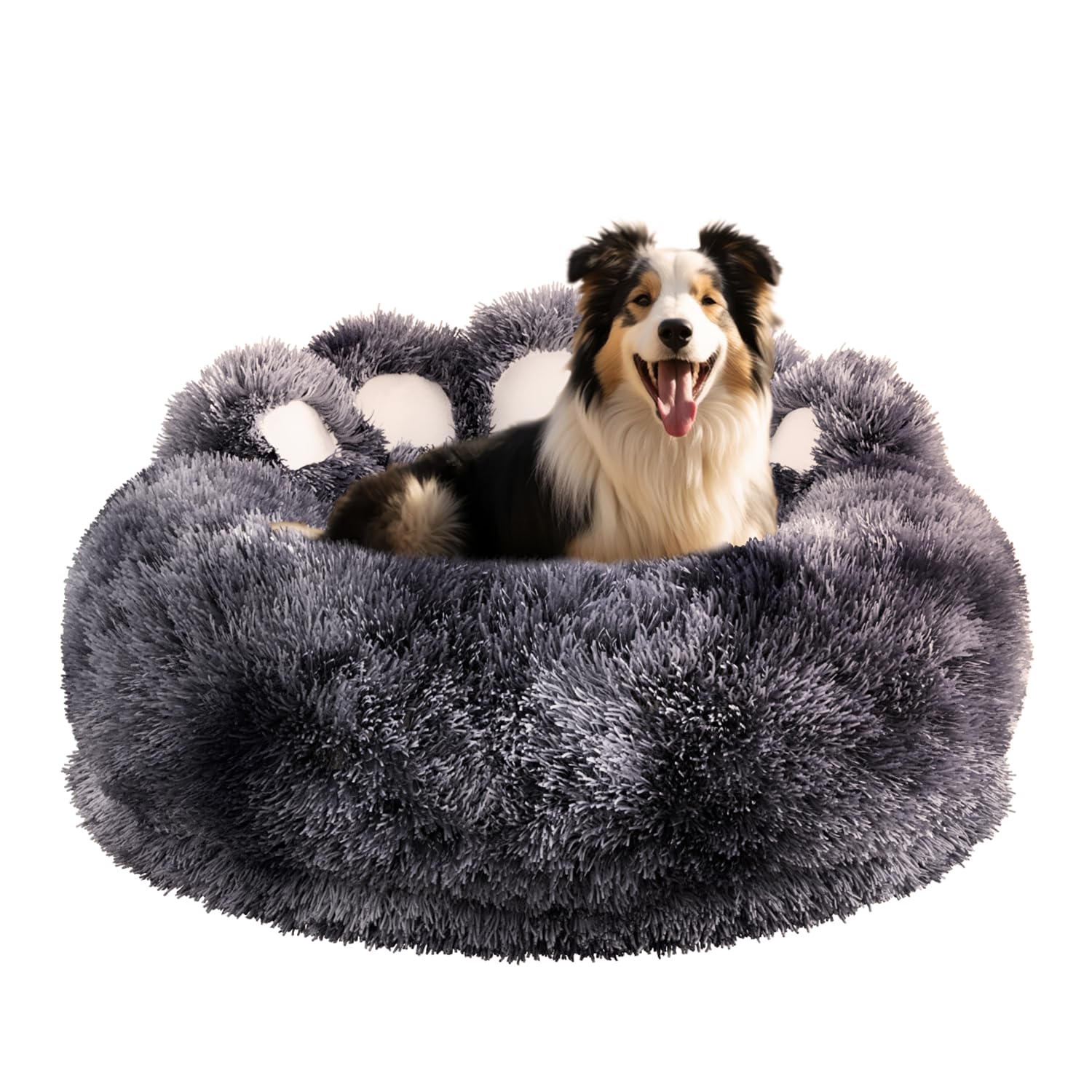 PETART lit-chien forme-patte ours: soutien doux et stable pour le repos.