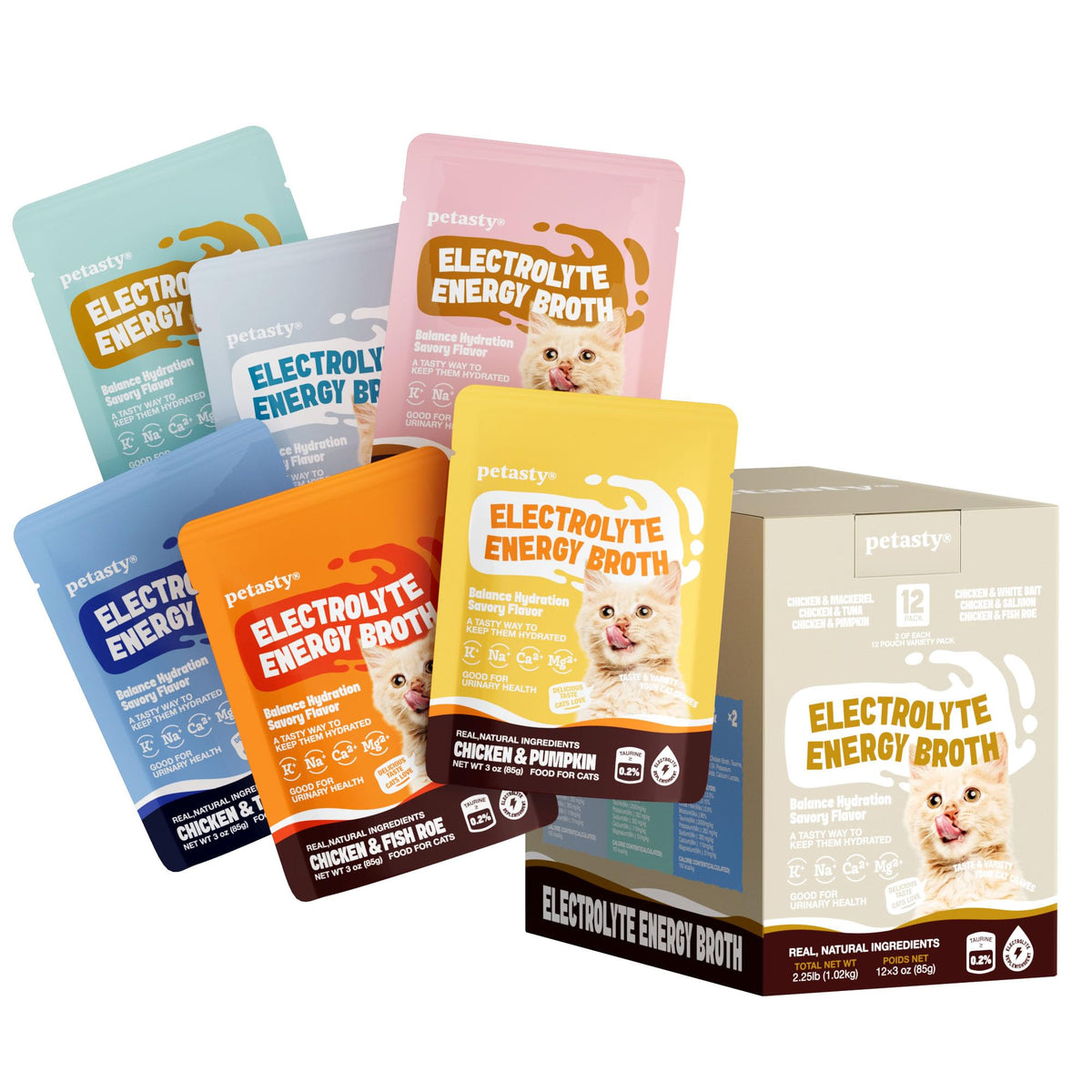 PETASTY Bouillon chat ensemble saveurs 85 g pour varier les repas.