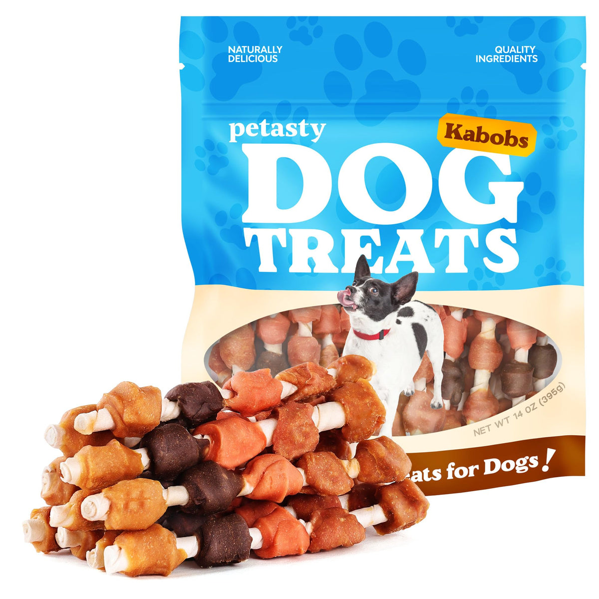 Friandises Petasty Dog Kabobs mult saveurs, parfaites pour récompenser l'entraînement.