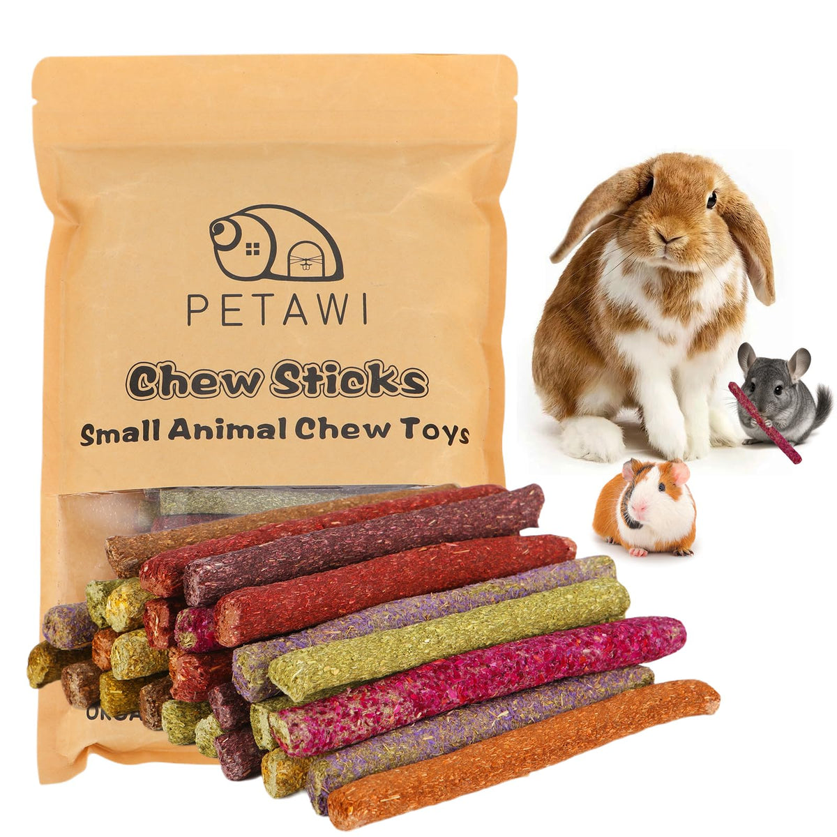 Bâtonnet Petawi pour lapin: saveurs variées et stimulation naturelle de la mastication