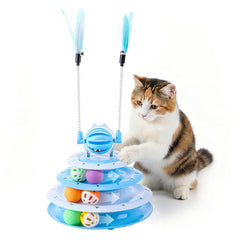 Petayouj plateau tournant pour chat avec boules colorées favorisant l'agilité