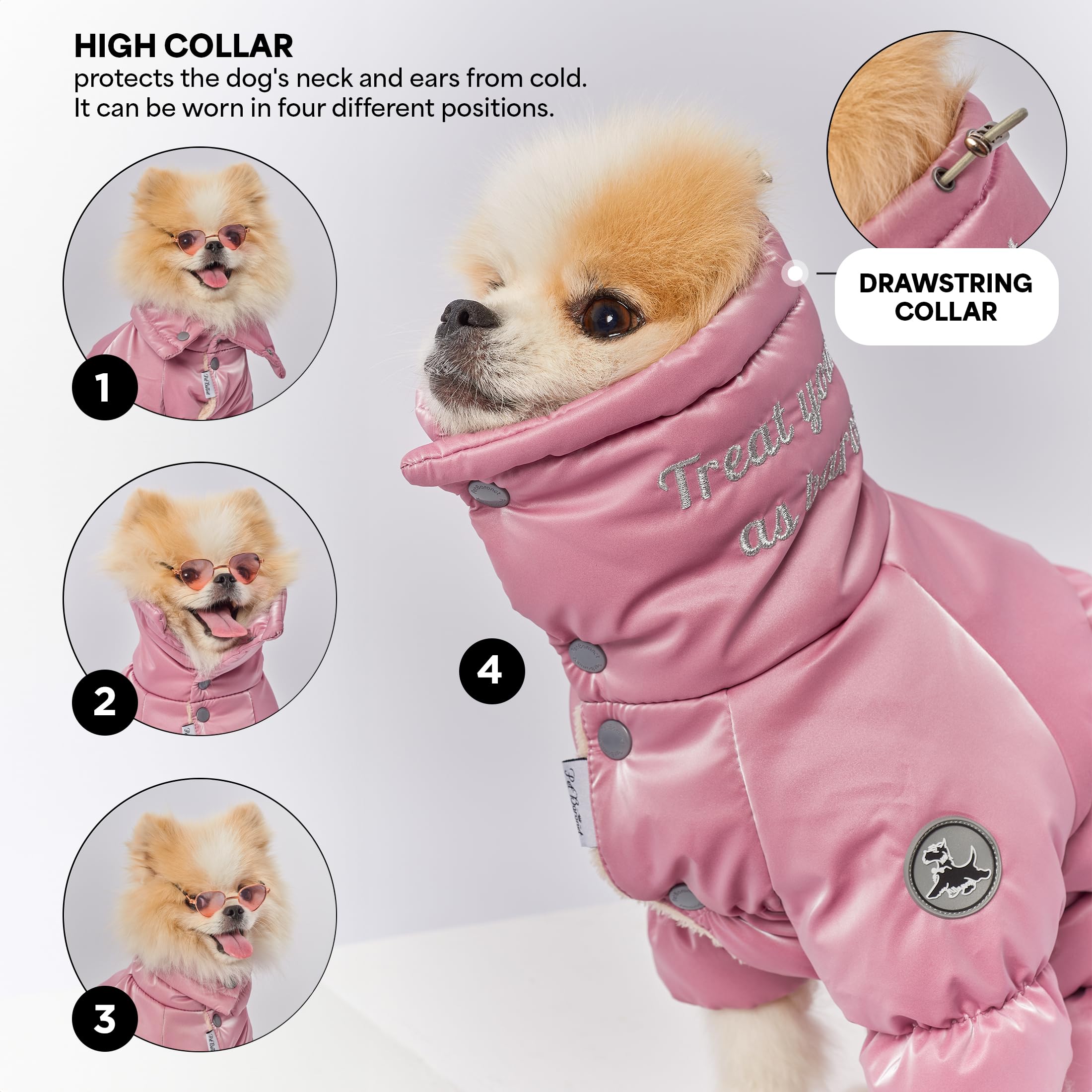 Manteau PETBARONET pour chienne, manches élastiques et ajustement sûr.