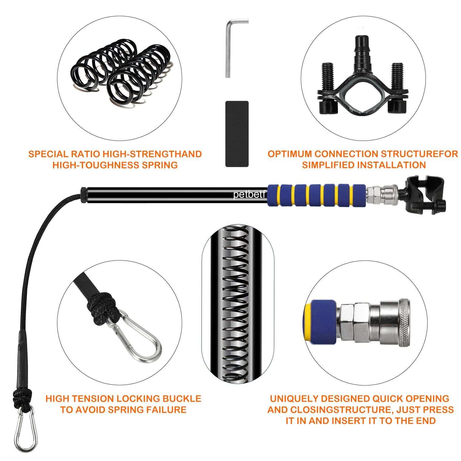 Petbetf connecteur rapide pour vélo, attache et détache faciles.