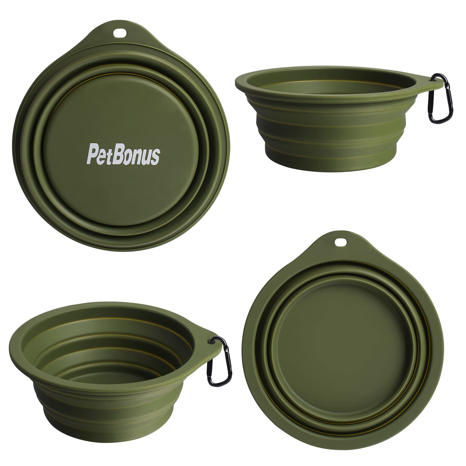 PetBonus bols pliables avec mousquetons, clip sur sac à dos pour déplacements faciles.