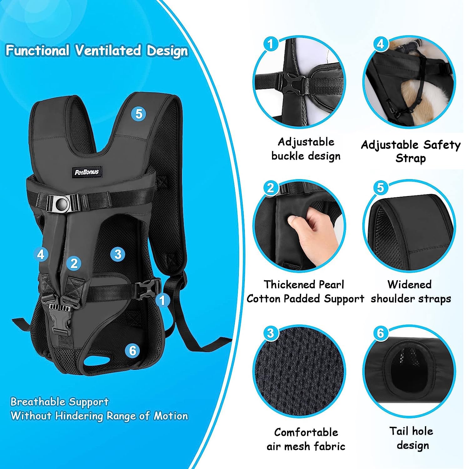 PetBonus sac à dos porte-chien back: sécurité et stabilité pendant les sorties