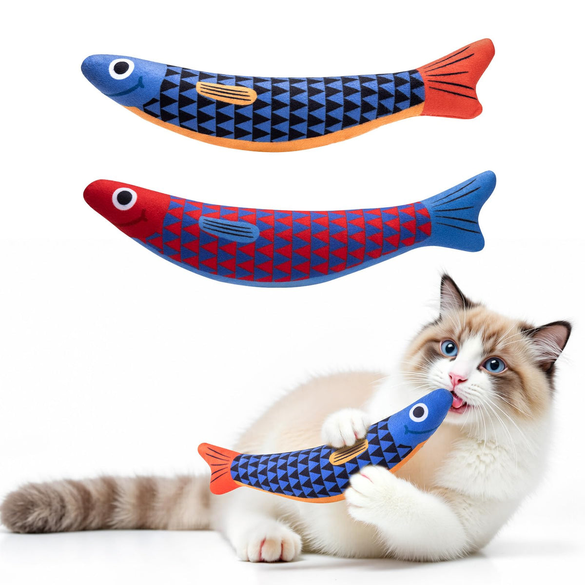 Jouet poisson PetBusy avec clochette et papier froissé pour stimuler le jeu