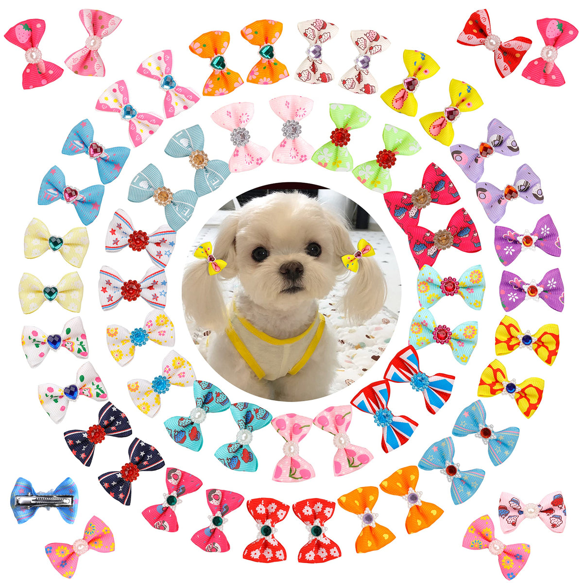 Pinces cheveux Petbuy avec petit nœud rhinestone pour chiot élégant.