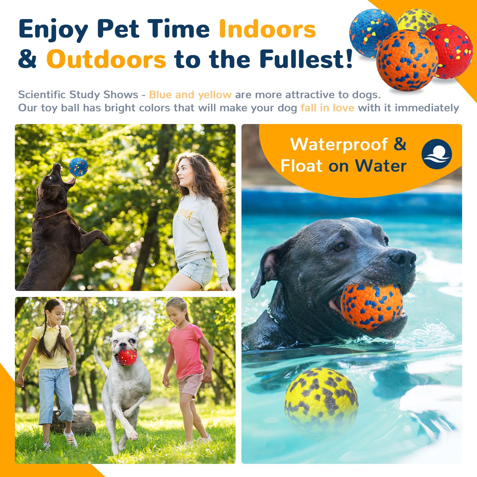 Balles Petcare indestructibles en action lors d'une séance de jeu extérieure.