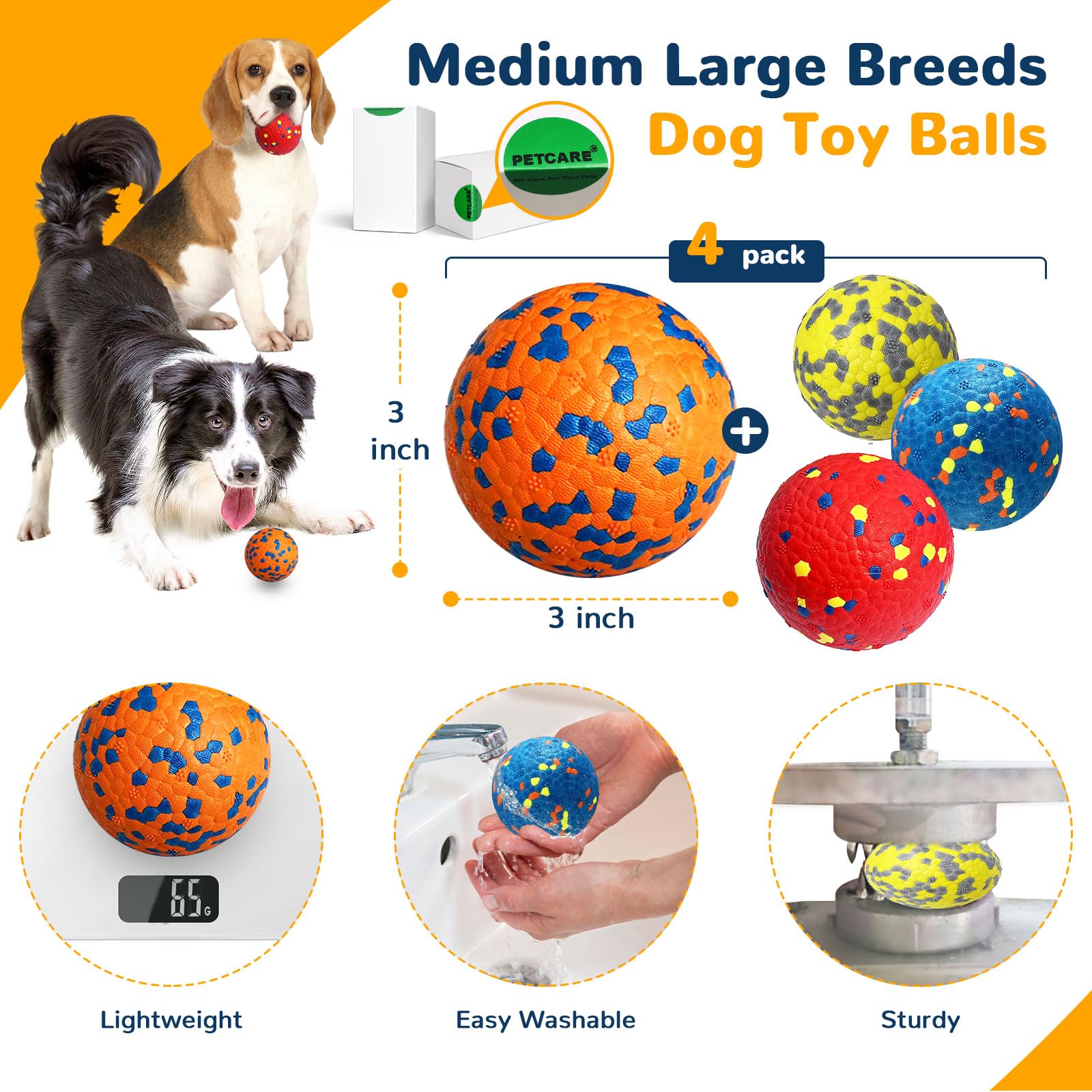 Couleurs bleu et jaune attractives pour stimuler l’attention du chien.
