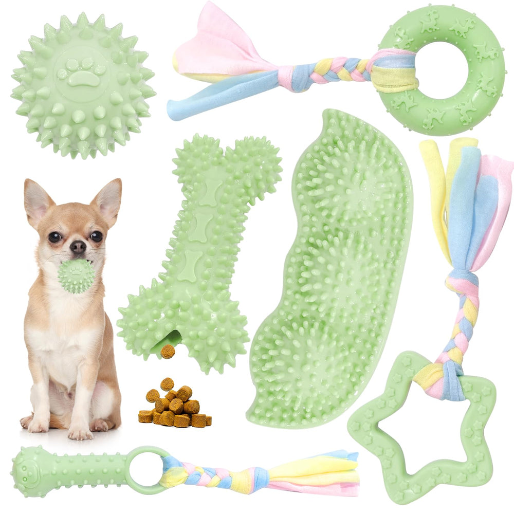Petcare ensemble de 6 jouets dentition pour petit chien vert, divertissement et apprentissage