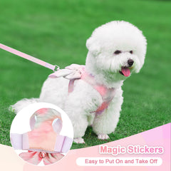 Harnais PETCARE en maille douce rose, agréable au toucher pour petites races.
