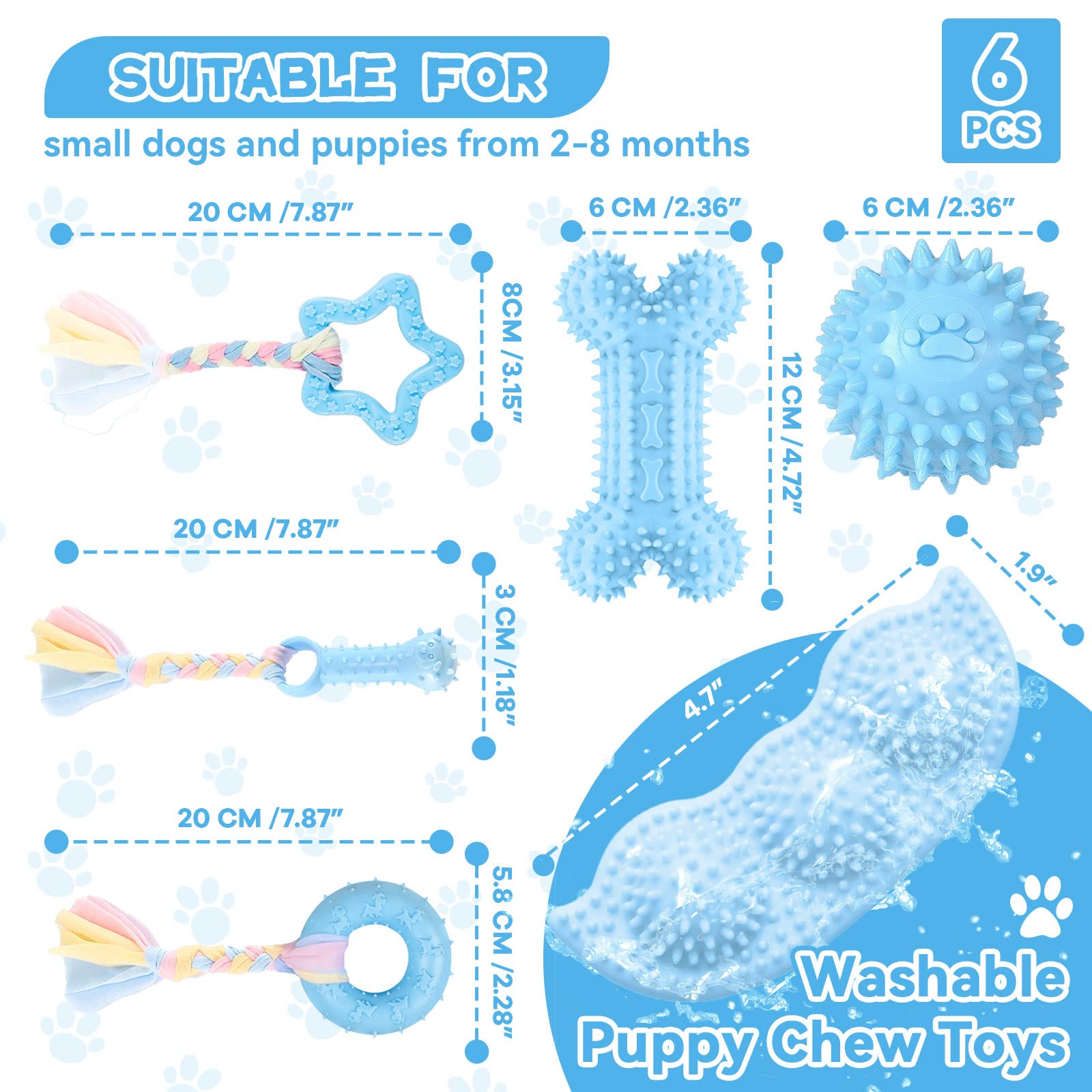 Petcare détail texture dentition chiots bleu