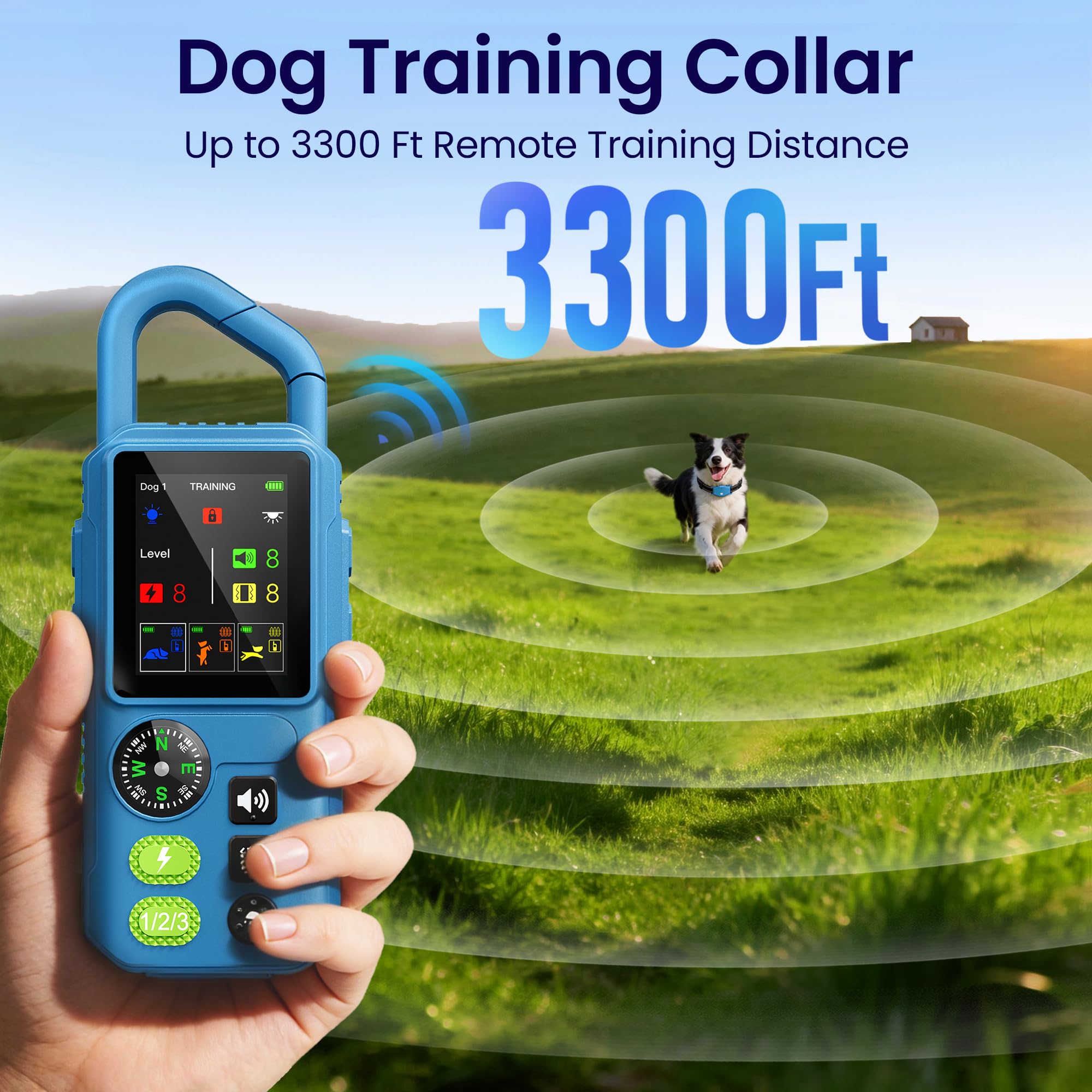 Entraînement canin PetChums: bip, vibration et stimulation réglable jusqu’à 3300 pieds.