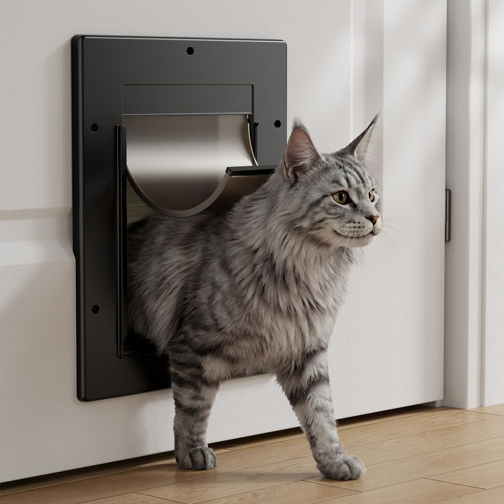 PETCOMING porte-chat-rabat magnétique doux pour une fermeture silencieuse et sécurisée.