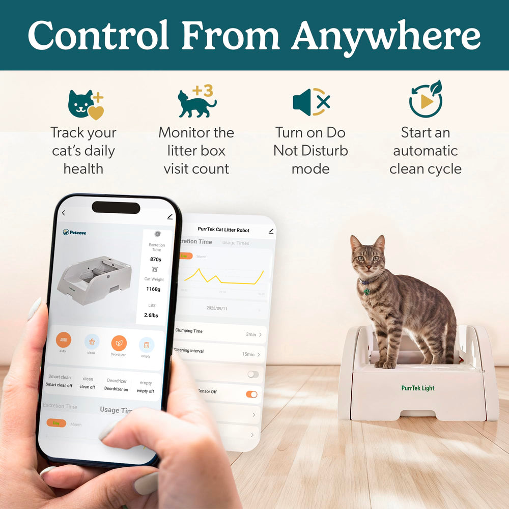 PetCove PurrTek Light : application intuitive pour planifier et suivre l’utilisation.