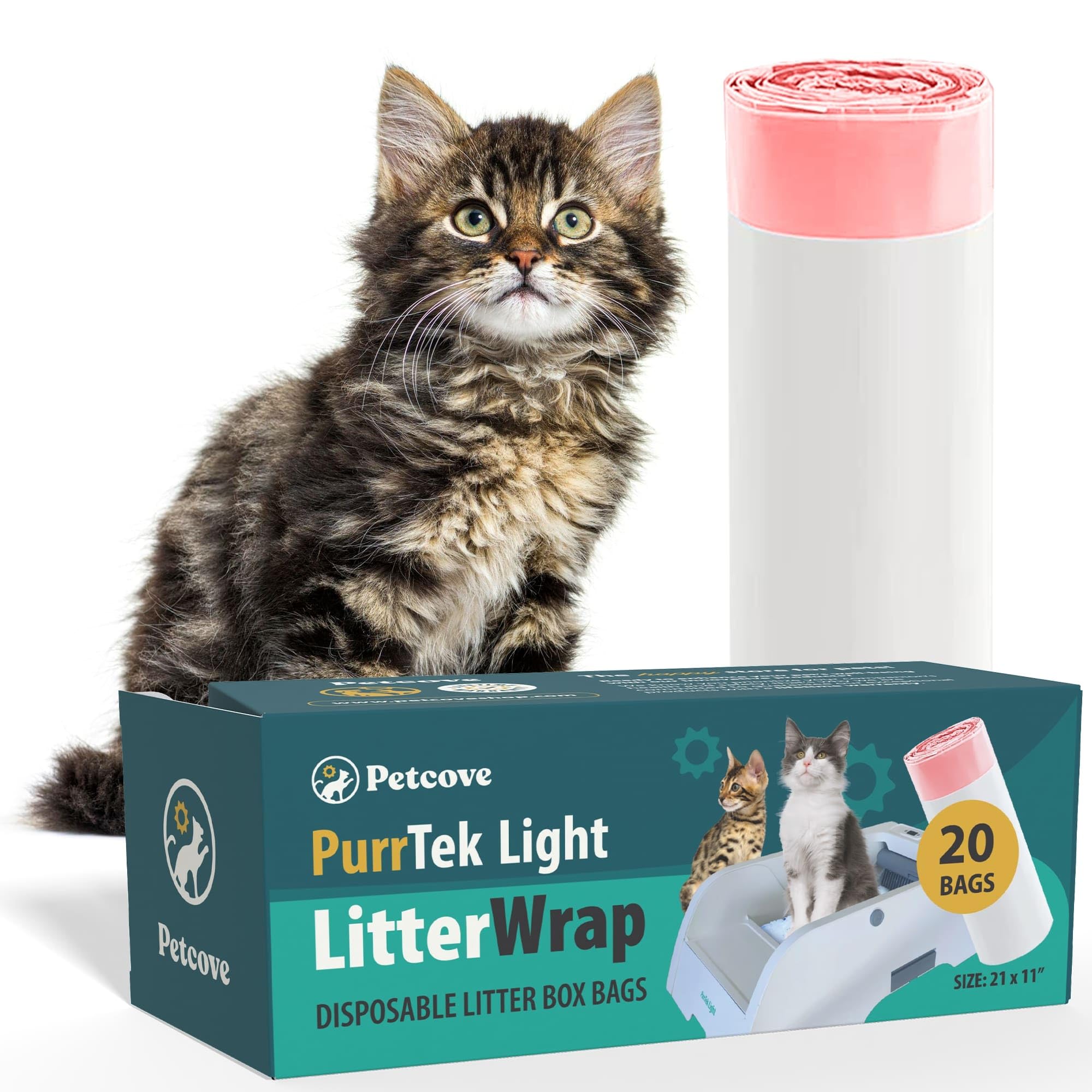 Sacs PurrTek Light avec ajustement précis pour litière automatique, sans gaspillage.