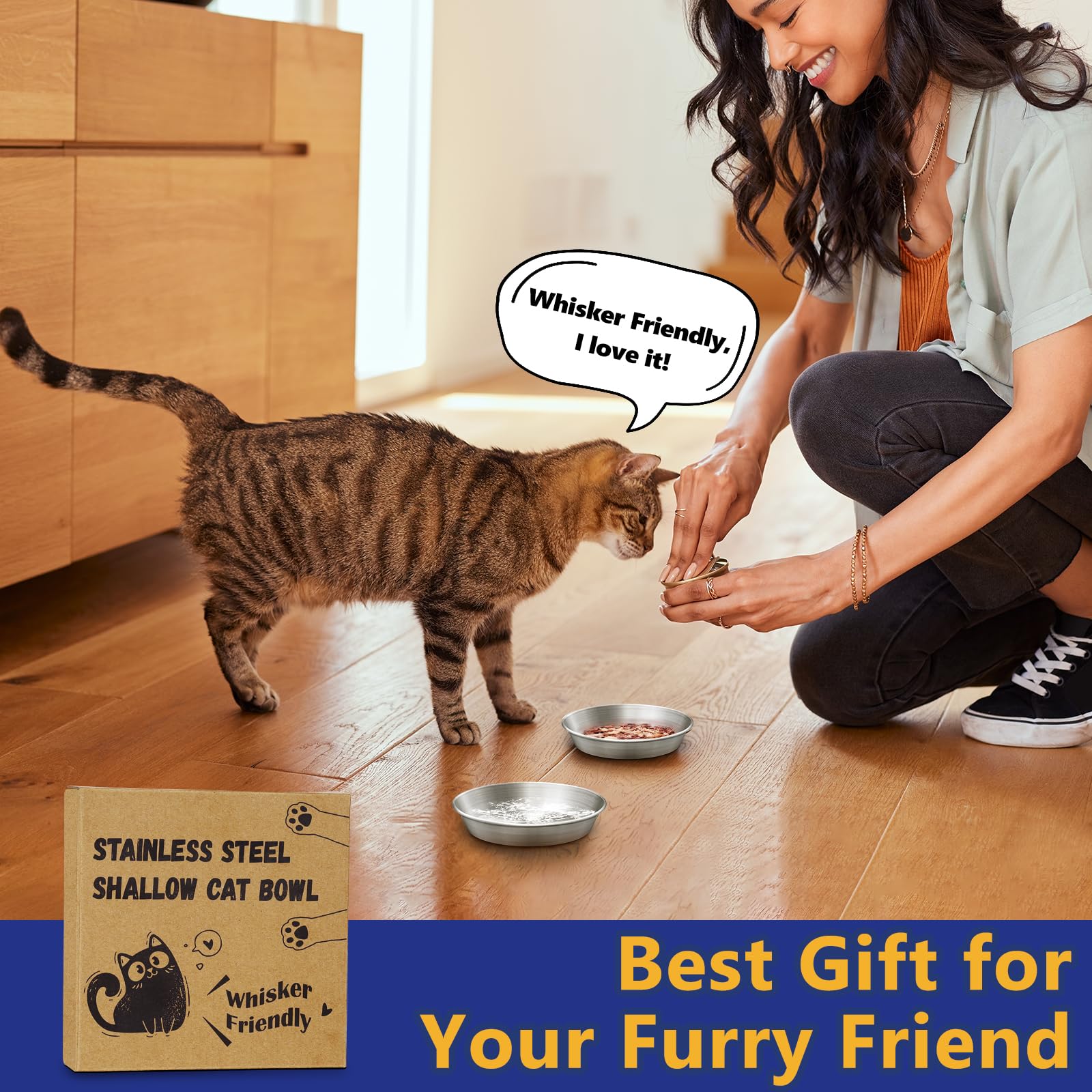 Ensemble Petdream chat inox anti-glisse, idéal pour repas quotidiens.