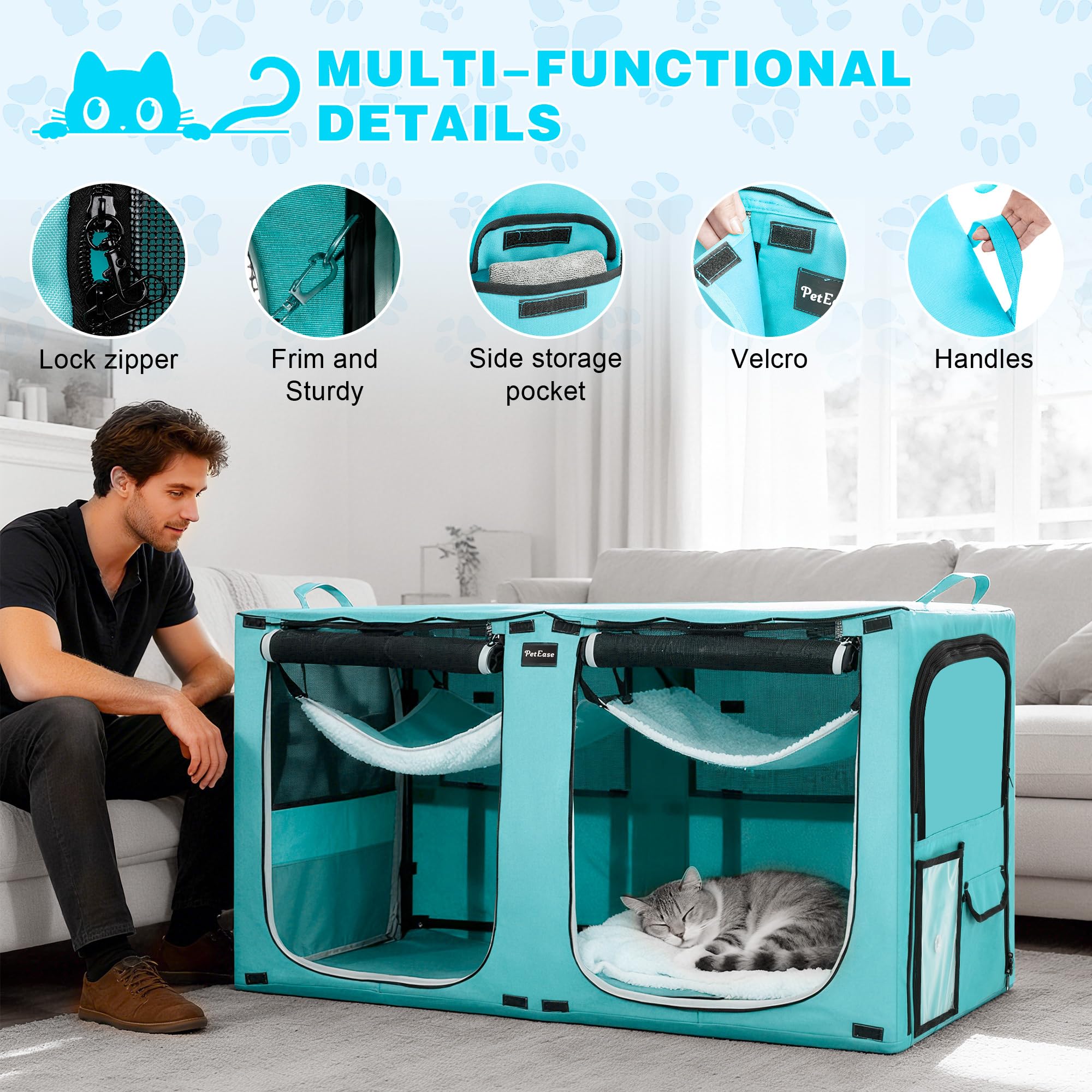 PetEase transporteur chat pliable avec sac de rangement inclus