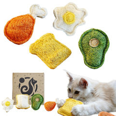 Petelligent Loofah Chew avec herbe à chat et SilverVine – stimulation des gencives chatons.