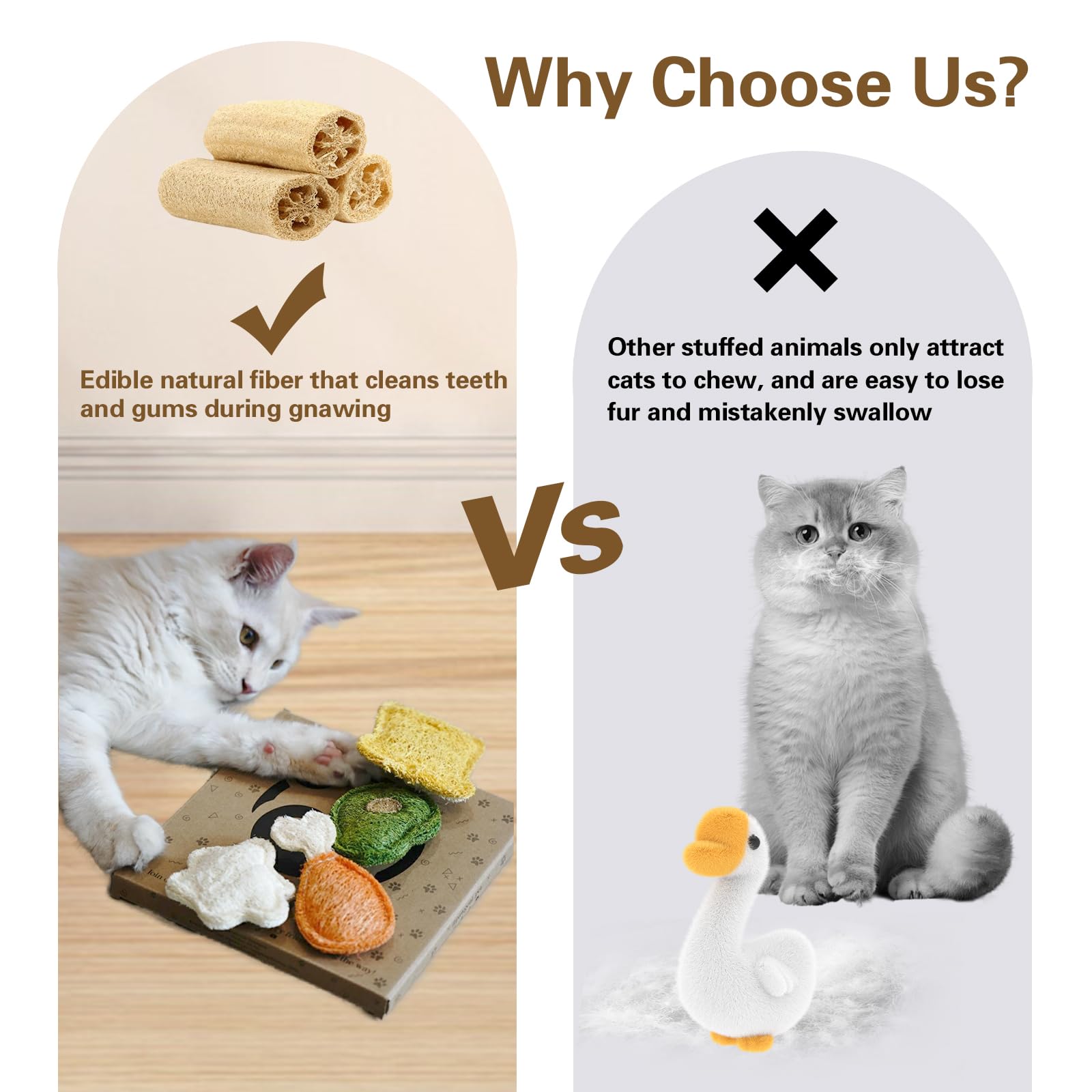Petelligent Loofah Chew – compagnon de jeu sûr et comestible pour chats.