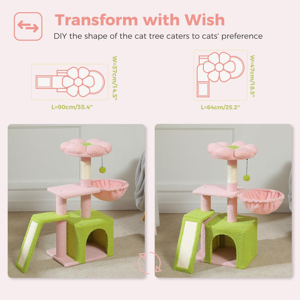 PETEPELA arbre chat rampe sisal rose, favorise le griffage sain et la stimulation physique.