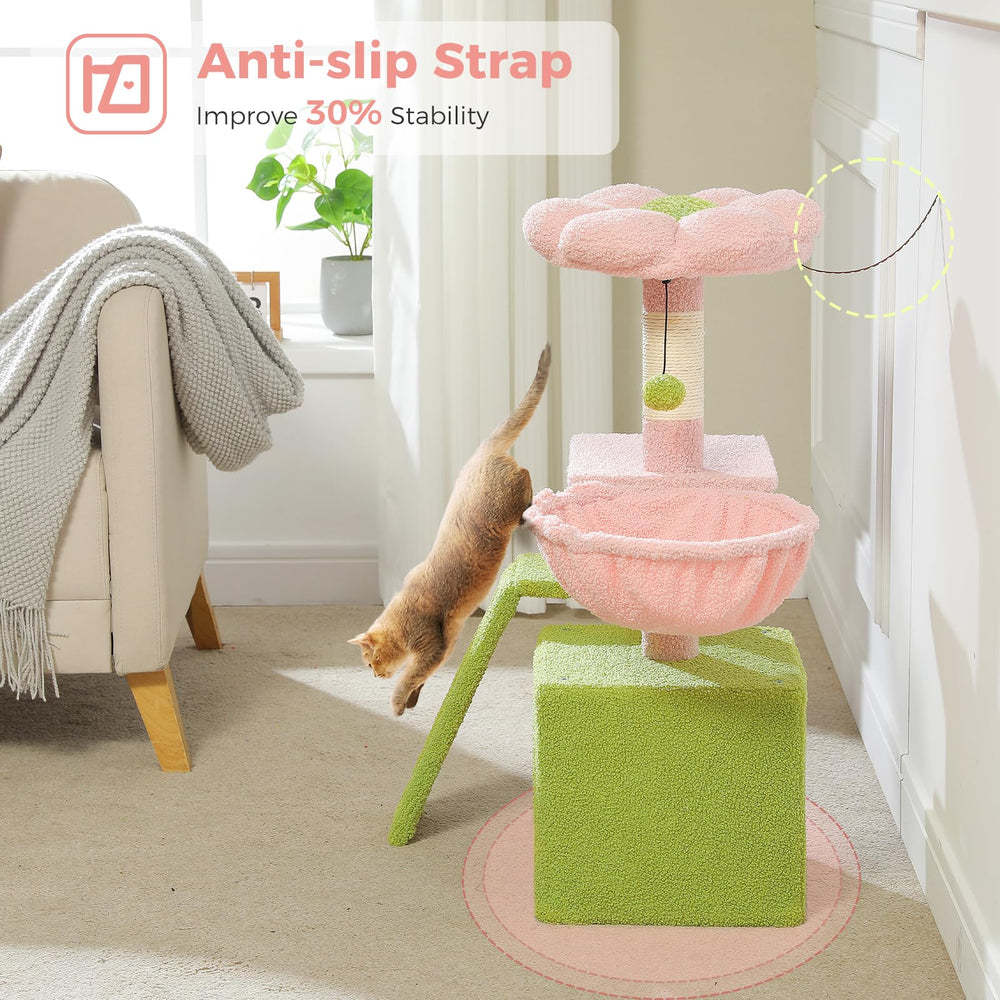 PETEPELA perchoir fleur rose, design compact, parfait pour les petits espaces.