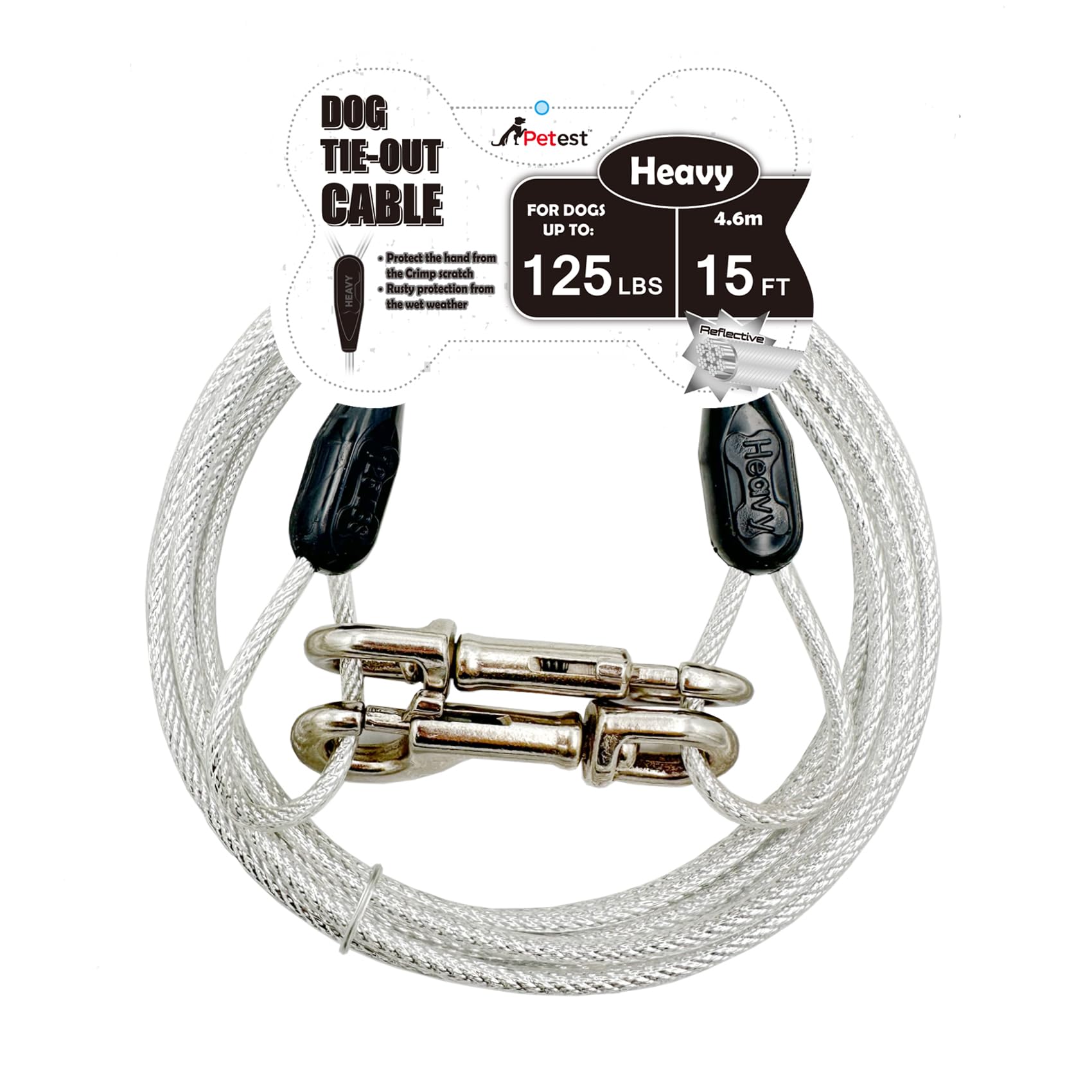 Petest attache réfléchissante 15 ft pour chien, sécurité nocturne.