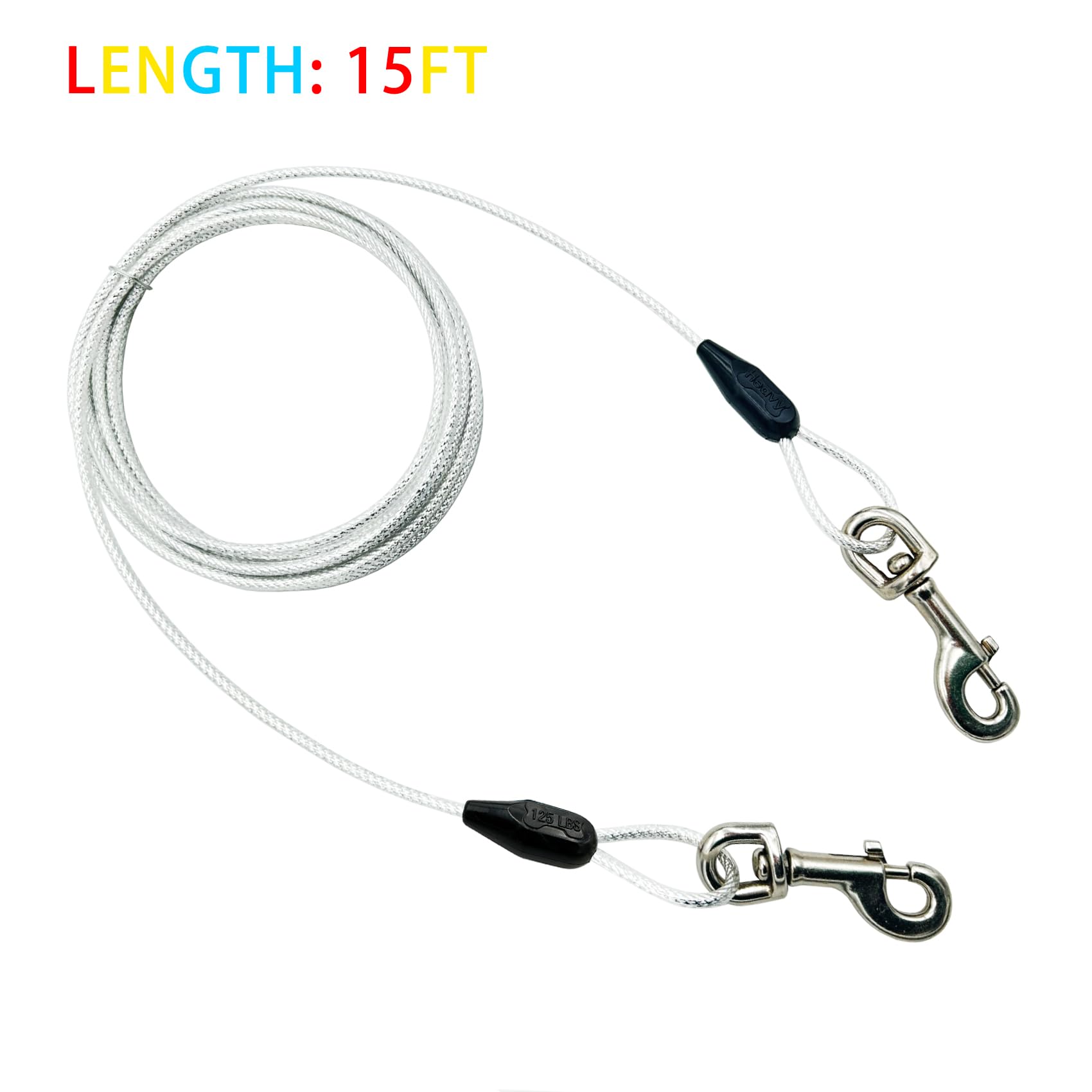 Petest câble en acier durable pour chiens jusqu'à 125 lb.