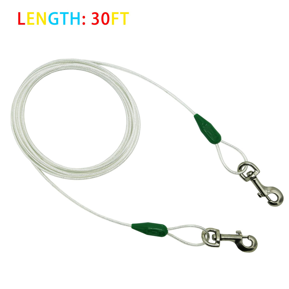 Petest câble en acier robuste avec attaches pivotantes.