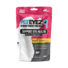 PetEyez friandises foie de boeuf pour chiens, supports potentiels pour les yeux.