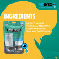 PetEyez ingrédients naturels : composants lyophilisés sans allergènes pour la digestion.