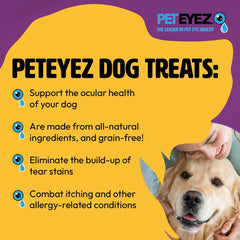 PetEyez relief-irritation-yeux : friandises naturelles potentiellement bénéfiques pour les yeux.