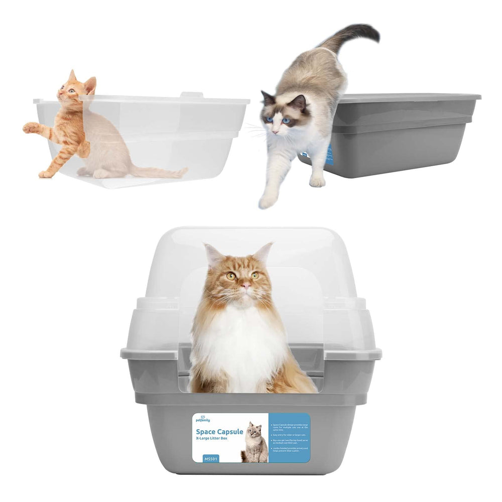 Petfamily bac-litiere-chat-ouverture-facile: entree simple pour tout age.